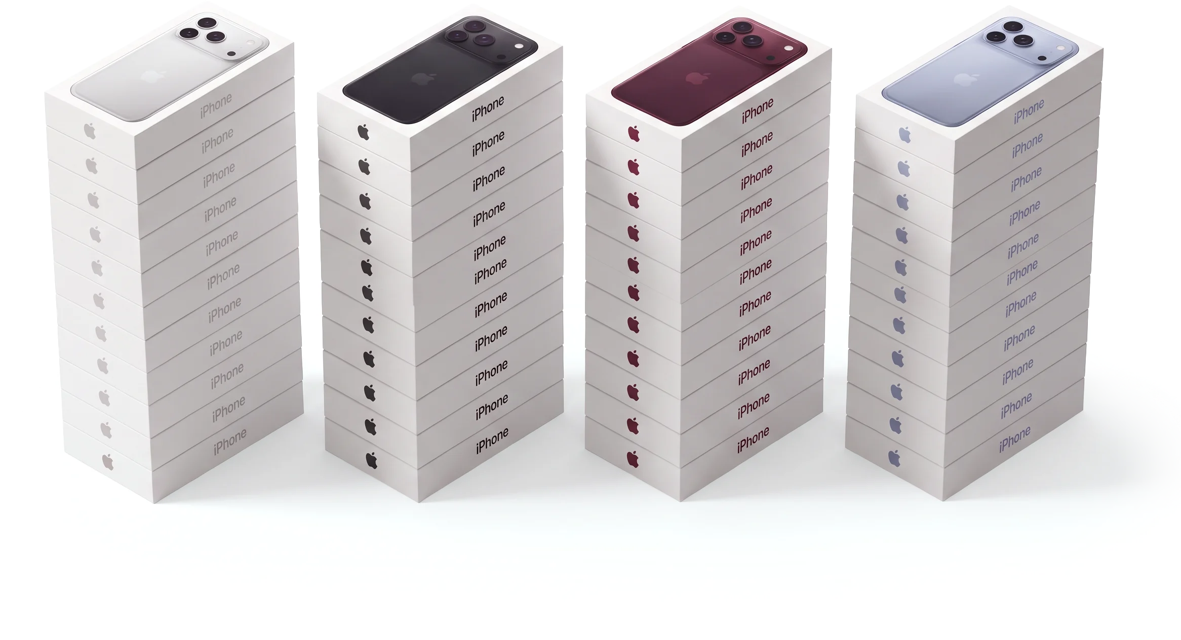 A selection of iPhones and their boxes